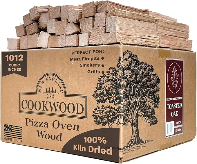 Toasted Oak 5 Inch Universal Cooking Firewood - 14lbs. ~1000cuin Premium Kiln Dried Cooking Wood for Grills, Smokers and Ooni, Solo, Bertello Pizza Ovens (Red and White Oak Hardwood)