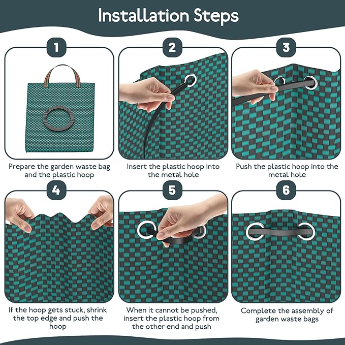 Mokani Reusable Yard Waste Bags, 79 Gallon Lawn and Leaf Bags 3 Packs, Heavy Duty Garden Bags With Reinforced Handles, Camping Yard Recycling Leaf Bag for Leaves