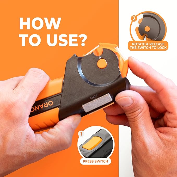Orange Ninja 7-in-1 Garden Tool & Knife Sharpener – Sharpens Lawn Mower Blades, Axe, Hatchet, Machete, Pruner & Hedge Shears – Repairs & Hones Edges by Sharp Pebble