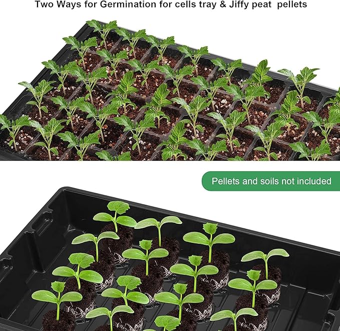 MIXC Seedling Trays Seed Starter Tray, 5-Pack Mini Propagator Plant Grow Kit Greenhouse with Humidity Vented Domes and Base for Seeds' Starting (40 Cells Per Tray, Total 200 Cells), Black