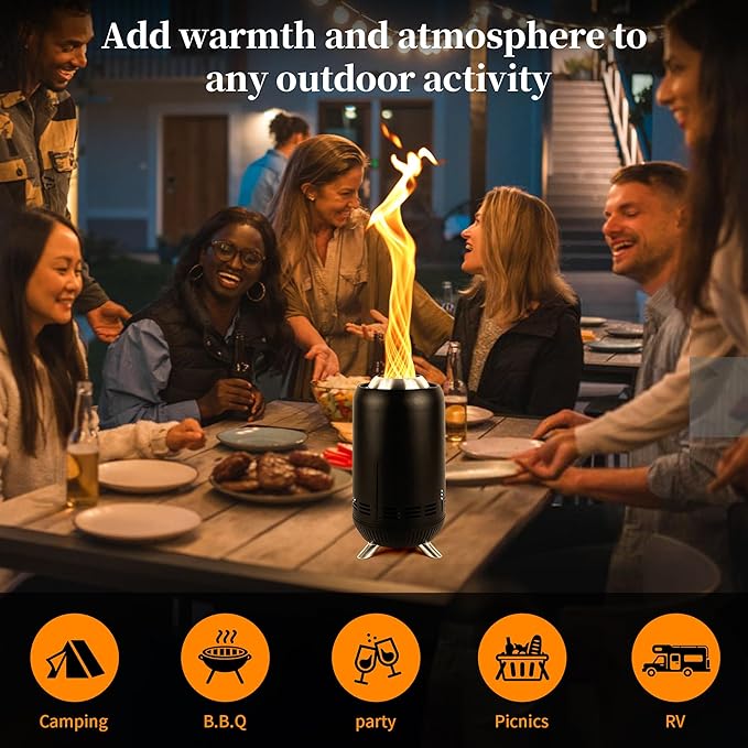 XL Tabletop Fire Pit | Outdoor Black Mini Fire Pit for Camping Bonfire| Stainless Steel Secondary Combustion Camping Stove Low Smoke Fueled by Pellets and Wood with Travel Bag,30.6x16.3cm