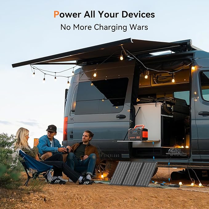 MARBERO 88.8Wh Portable Power Station with 30W Solar Panel 150W Peak Camping Solar Generator Power Bank with AC Outlet(2*AC,2*USB A, 2*USB C,) for Outdoor Travel Home Emergency Blackout Hurricane