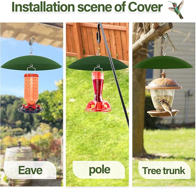 13" Bird Feeder Rain Cover,Bird Feeder Dome,Hummingbird Feeder Squirrel Guard, Squirrel Proof Bird Feeders Baffle, (Green), 1 Pack