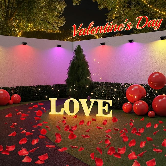 Solar Fence Lights,Fence Solar Lights Outdoor Waterproof Led IP65 with10 Fixed Colors & RGB Color Changing for Wall Backyard Step Railing Patio Pool Porchaily&Holiday Decorations (12)