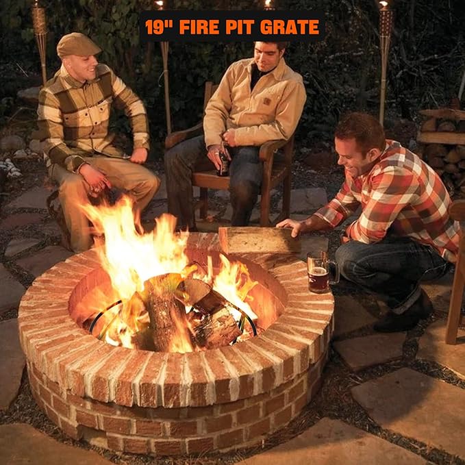 onlyfire Round Fire Pit Grate with 4 Legs for Outdoor Campfire Grill Cooking, 19 Inch