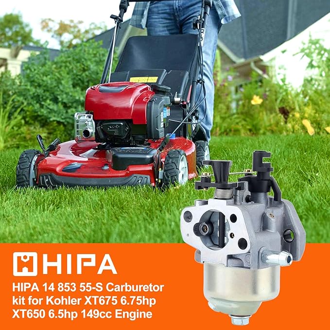 Hipa XT675 Auto Choke Carburetor Replace 14 853 55-S for Kohler XT650 XT675 Toro 20371 149CC Auto Choke Carb Engine Lawn Mower With Spark Plug Mounting Gasket