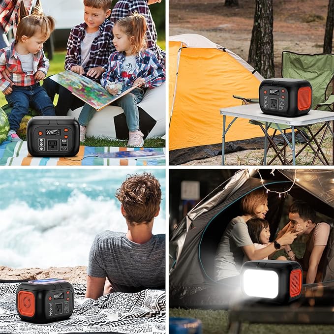 Portable Power Station 97Wh Backup Lithium Battery, Solar Generator Power Bank Station Fasting Charging 150W with Wireless Charging LED Flashlight Power Supply for Home Camping RV Emergency