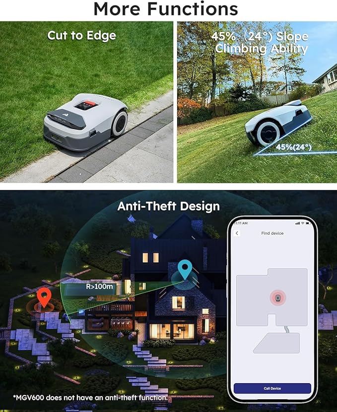Genie3000 Robot Lawn Mower - NO Wire, Full Band RTK+4-Eye Vision Robotic Lawnmower for 0.91 Acre, Auto Mapping, Multi-Zone Management, Accurate Obstacle Avoidance, Intelligent Path Planning