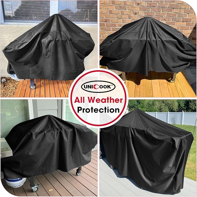 Unicook 28 Inch Griddle Cover for Blackstone and Nexgrill Cooking Station, Outdoor Flat Top BBQ Grill Cover with Sealed Seam, Heavy Duty Waterproof Fade Resistant, Black