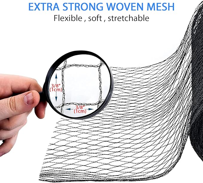 Koi Pond Netting Kit 28 x 30 ft,Black Pond Netting for Koi Ponds Heavy Duty Woven Pond Net for Leaves Reusable Pool Protective Cover Netting Protecting Koi Fish from Birds, Cats and Predators