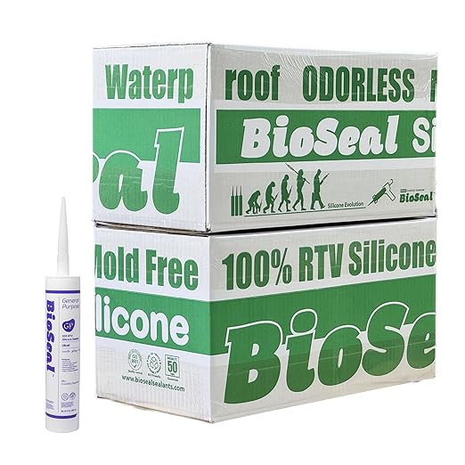 100ea of Clear BioSeal 100% Silicone Sealant Caulk General Purpose, Waterproof and Low Odor 10.1 Ounce Cartridge, Clear 100ea Set