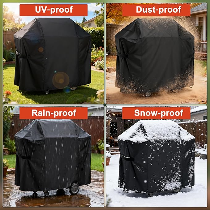 LBTING Grill Cover, 48-inch Heavy Duty 300D Oxford Waterproof Windproof UV Resistant BBQ Gas Grill Cover for Outdoor Barbecue Fit Most Brands Weber, Brinkmann, Char Broil, Holland