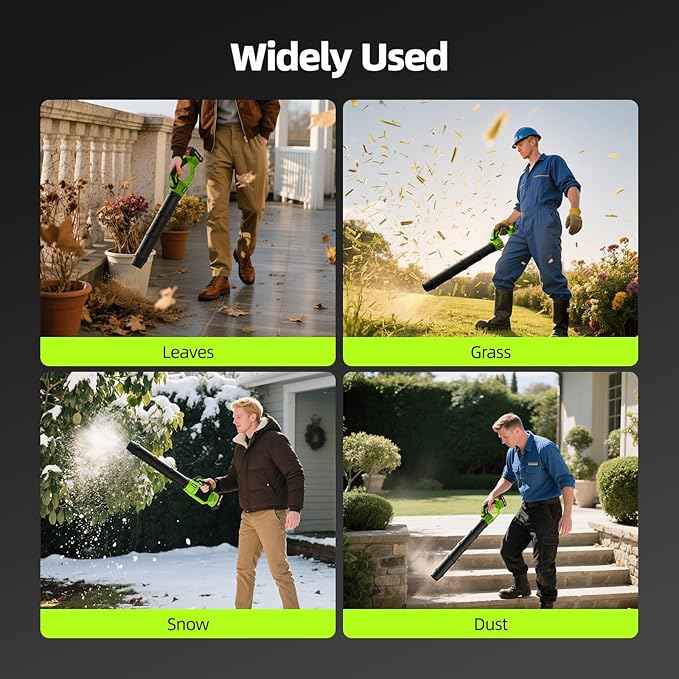 VASG Leaf Blower Cordless, 3 x 21V Batteries & Fast Charger Set, Variable Speed Mode, Lightweight Handheld Electric Leaf Blower for Lawn Care, Yard, Garden, Patio & Outdoor Cleanup