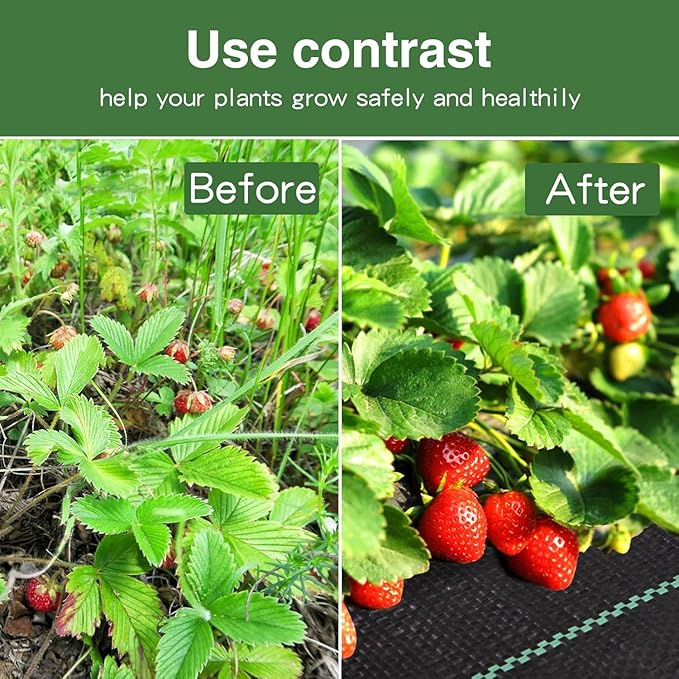 16pegs + 1.4ftx100ft Heavy Duty Weed Barrier Landscape Fabric with Green Grid Lines, Polypropylene Garden Cloth, Ground Cover Perfect for Gardens, Flower Beds, Pathways, Under Lawns, Trees, Shrubs