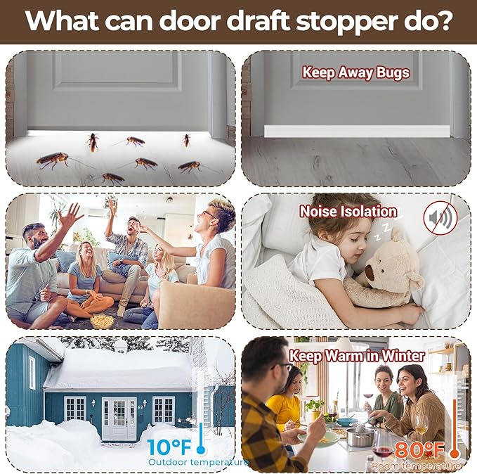 Door Draft Stopper Weather Stripping: Ohuhu 39" L x 2" W Under Door Bottom Seal Strip Sweep - Backing Adhesive Blocker Gap Filler Flexible Noise Insulation Draft Guard Bottom of Door Garage