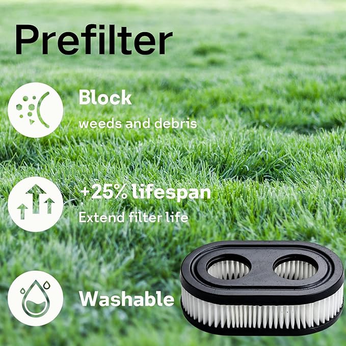593260 Air Filter Set Spark Plug Compatiable with Troy-Bilt TB110 TB115 TB200 TB230 TB330 TB370 Walk Behind Lawn Mower
