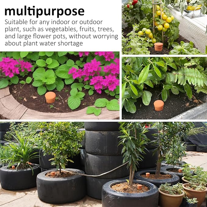 Large 3.3L Terracotta Watering Pots Ollas Self Watering Planter Watering System 10inch-Simple Irrigation Peripheral Water System Indoor Outdoor Plant Watering Globes Large Reservoir Bulbs