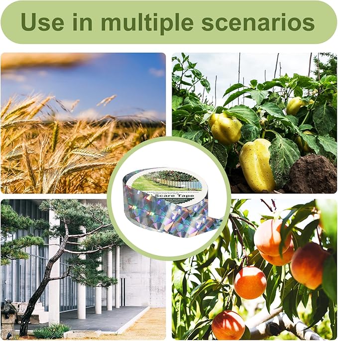 OFFO Bird Reflective Tape, 820 Feet x 1 in Dual-Sided Bird Reflective Tape Outdoor for Garden, Farm, Orchard or Courtyard