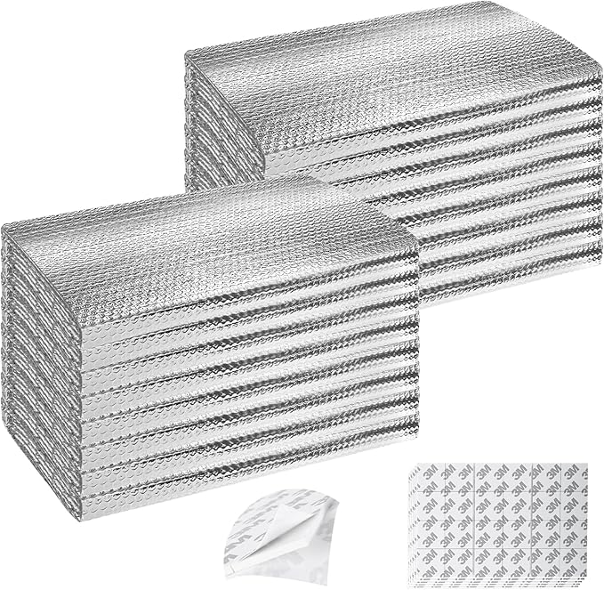 Garage Door Insulation Kit 16P Double Bubble Window Heat Insulation Panels, 6MM 24" x 54" Reflective Aluminum Foil Summer/Winter Barrier Insulation Sheets with 120 Adhesive Tapes for Garage Attic Wall