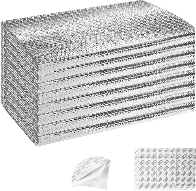 Garage Door Insulation Kit 8P Double Bubble Window Heat Insulation Panels, 6MM 20.5"x54" Reflective Aluminum Foil Summer/Winter Barrier Insulation Sheets with 120 Adhesive Tapes for Garage Attic Wall