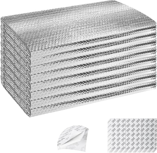 Garage Door Insulation Kit 8P Double Bubble Window Heat Insulation Panels, 6MM 20.5"x54" Reflective Aluminum Foil Summer/Winter Barrier Insulation Sheets with 120 Adhesive Tapes for Garage Attic Wall