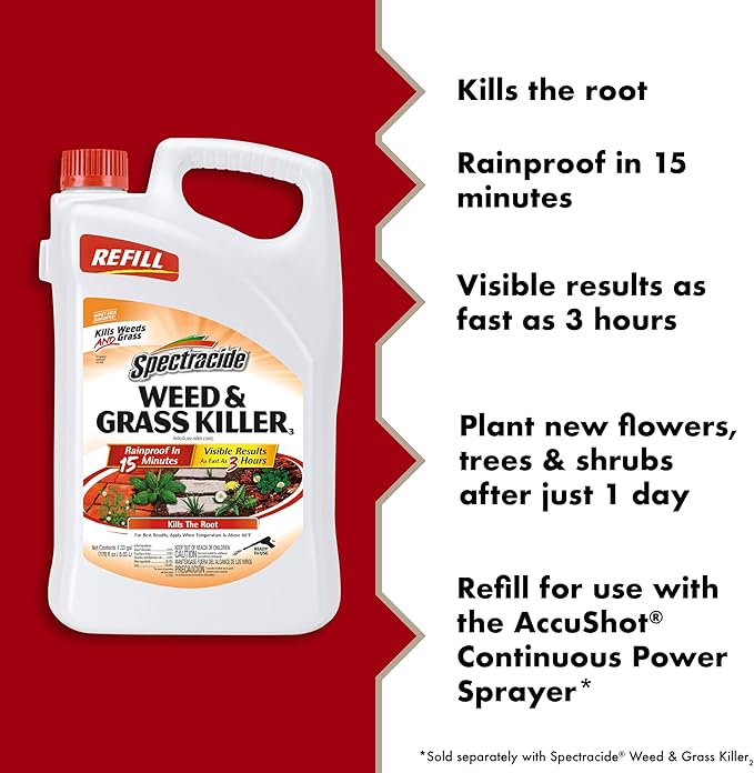Spectracide Weed & Grass Killer (Refill), Use On Driveways, Walkways and Around Trees and Flower Beds, 1.3 Gallon