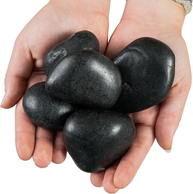 MSI Decorative Polished Black Pebbles, 1.2 inch - 2 inch, 40 lb. Bag(Pallet/ 55 Bags)