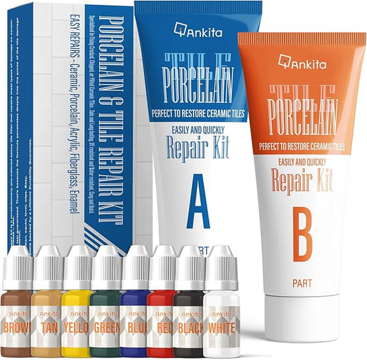 Tile Repair Kit, Ceramic Tile Repair Kit(Color Match), Porcelain Tile Chip Repair Kit with Super Strong Adhesion, Floor Tile Crack Repair Filler for Chips, Holes on Porcelain, Ceramic, Acrylic