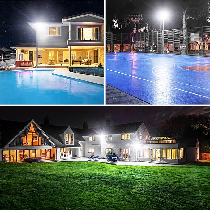 Onforu 100W LED Flood Light Outdoor, 8900LM Security Lights, IP66 Waterproof Outdoor LED Lights, 6500K Daylight White Floodlight for Garage Yard Garden Stadium Playground Arena(2 Pack)