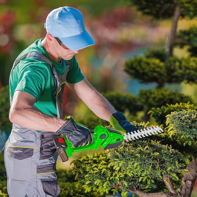 Hedge Trimmer Cordless with Battery and Charger 21V Electric Brush Grass Shrub Trimmer 2 in 1 Handheld Mini Grass Shears Grass Cutter Battery Powered Hedge Trimmer