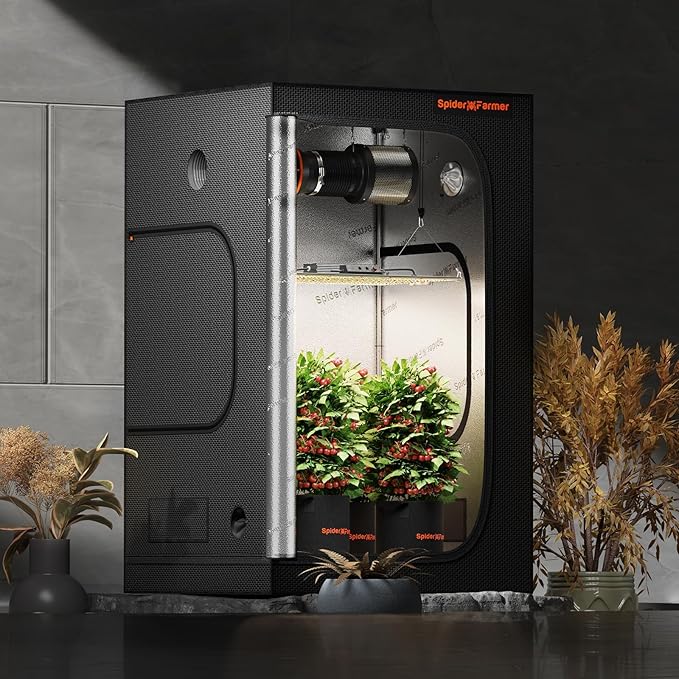 Spider Farmer 2x2x4 Grow Tent Pro-Grade, 24"x24"x48", with Removable Floor Tray, 1680D Thicken Mylar Canvas, 2x2 for Indoor Hydroponic Growing for SF1000, SE1500, G1500