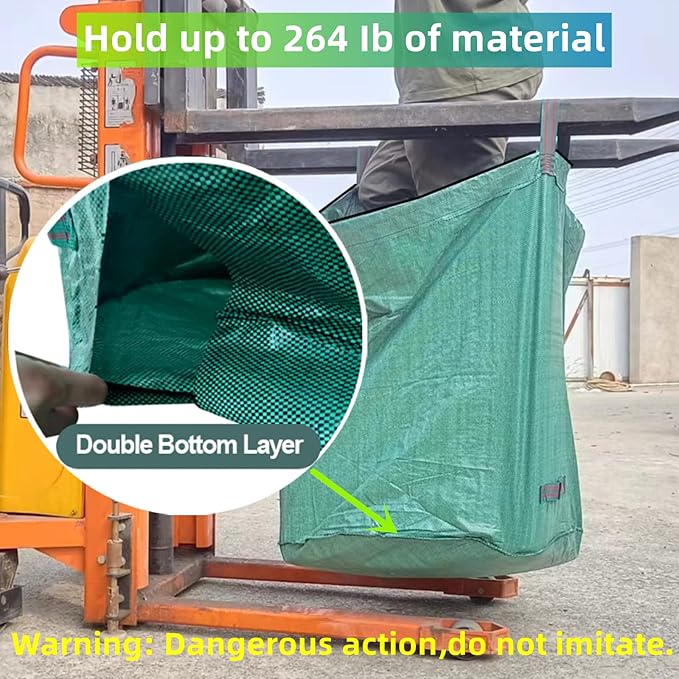 3 Pack 132 Gallons Reusable Yard Waste Bags with Double Bottom and Zipper Lid Extra Large Lawn and Leaf Bags Heavy Duty With 4 Handles Garden waste Bags Container for Debris Grass Clipping