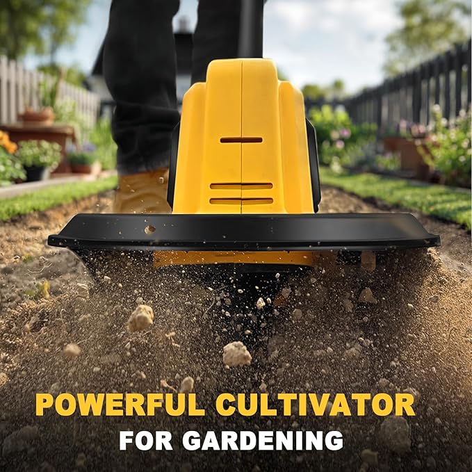 Cordless Garden Tiller Cultivator Compatible with Dewalt 20V MAX Battery, 270 RPM Electric Rototiller, 48 Steel Tines, 8.7" Tilling Width, 6.3" Depth, Rotary Tiller for Lawn/Gardening/Soil(Tool Only)