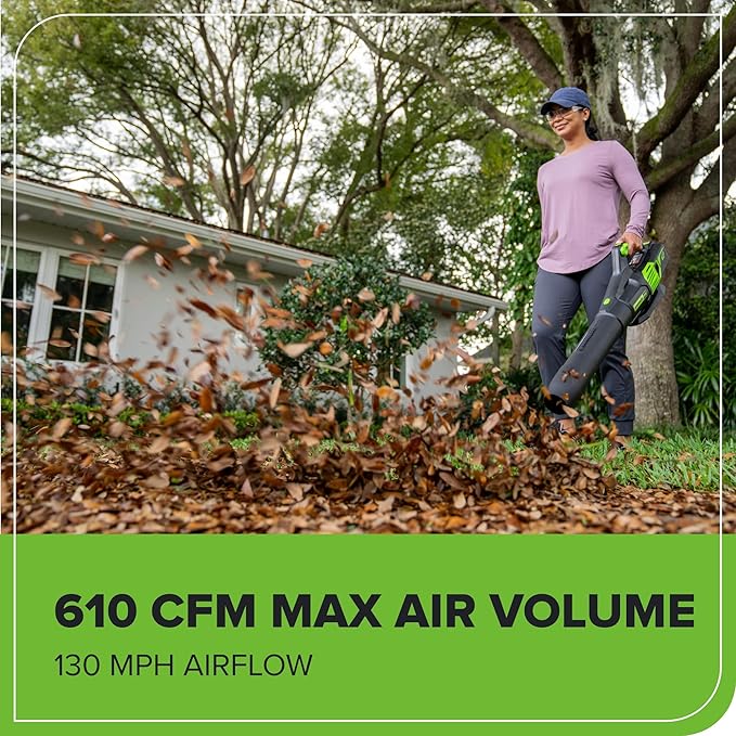 Greenworks 60V 17" Brushless (Push) Mower + 60V (610 CFM) Brushless Blower, 4.0Ah Battery and 3A Charger