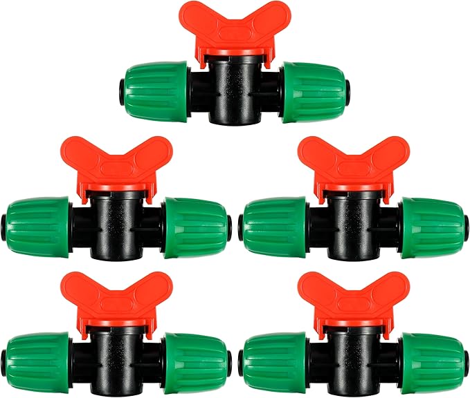 5 Pcs 1/2 Inch Drip Irrigation Switch Valve 1/2" Drip Irrigation Shut Off Valve Drip Irrigation Fittings Irrigation Valve for Drip System for Garden Water Flow Control