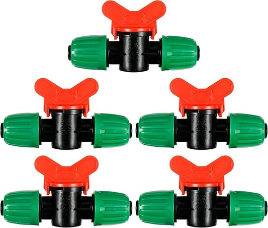 5 Pcs 1/2 Inch Drip Irrigation Switch Valve 1/2" Drip Irrigation Shut Off Valve Drip Irrigation Fittings Irrigation Valve for Drip System for Garden Water Flow Control