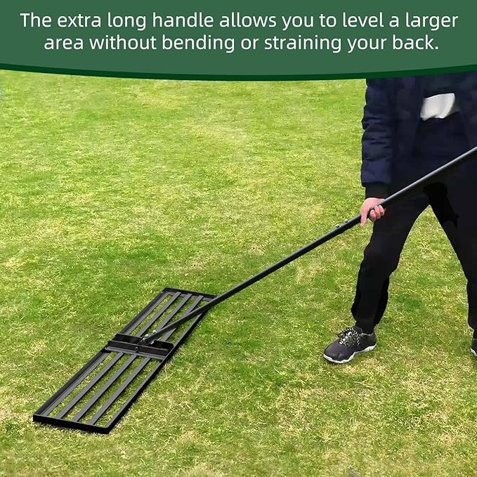 Lawn Leveling Rake - Heavy Duty Level Rakes - 45-Inch Wide 69 Inch Handle Lawn Leveler, Leveling Rake for Soil, Garden, Golf Couse, Farm, Backyard…