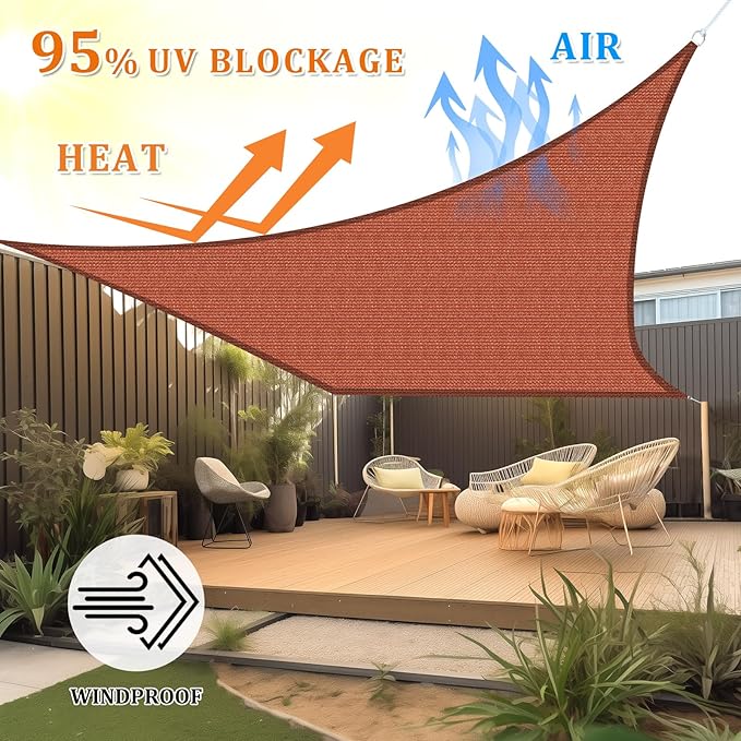 Shade&Beyond Sun Shade Sail Breathable UV Block Outdoor Covering Cloth for Backyard, Pool, 18'X28', Rust Red (Customized Available)