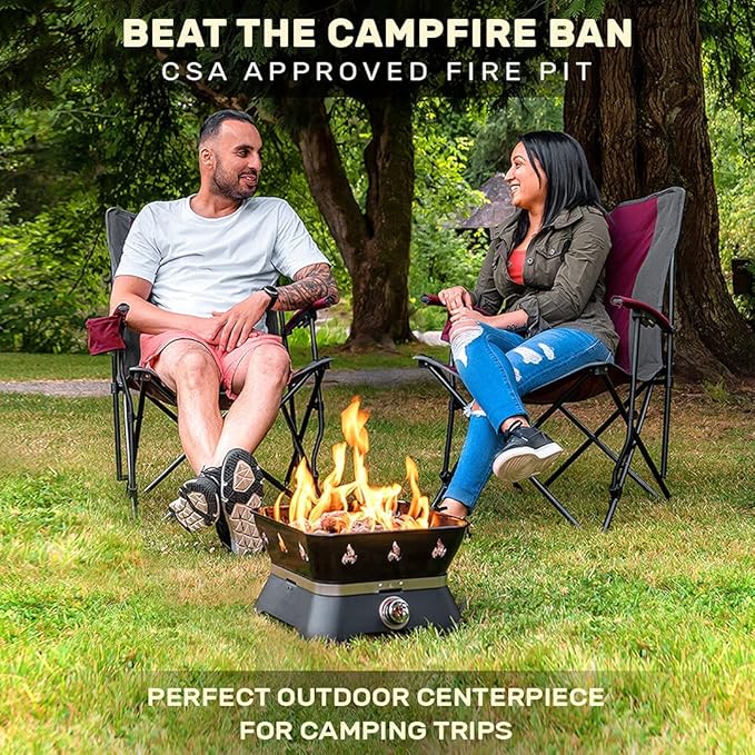 Outland Living Firebowl 805 Firecube 14” Portable Square Smokeless Propane Fire Pit – Outdoor Gas Fire Pit with Cover & Carry Kit, Lava Rocks, 58,000 BTU, Black