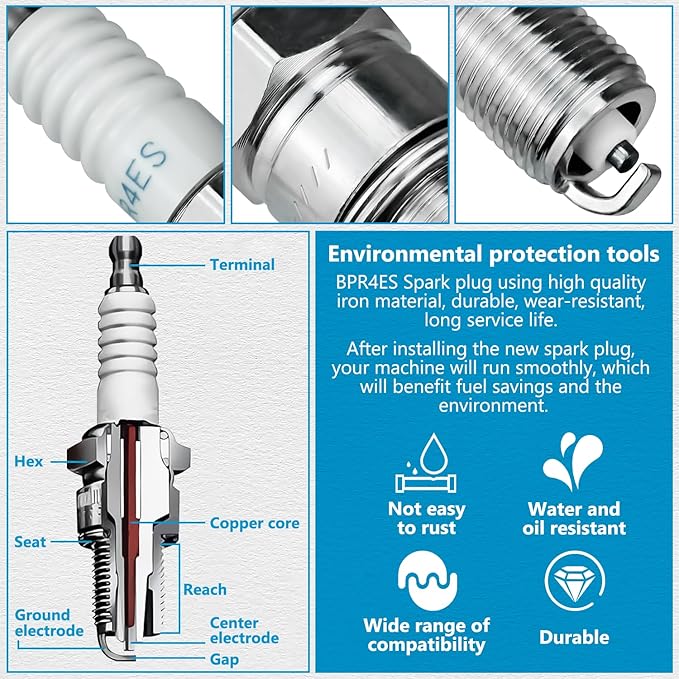 2 Pack Replacement BPR4ES Spark Plug for NGK Lawn Mower Models