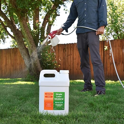 Ultimate 3-18-18 NPK- Lawn Food Liquid Fertilizer- Easy to Use Concentrated Spray- Any Grass Type- Summer & Fall Nutrients- Simple Lawn Solutions - Turf Hardiness & Root Vigor (2.5 Gallon)