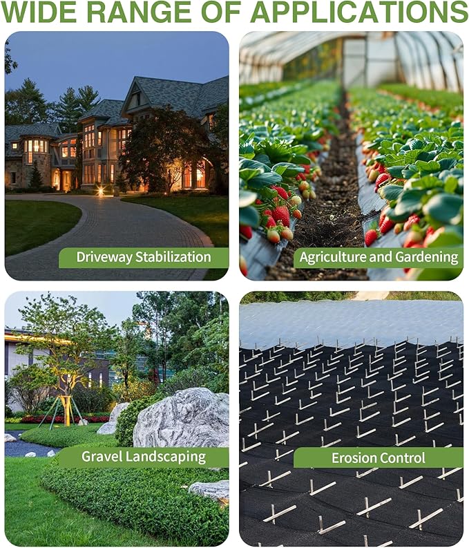 13ftx108ft Weed Barrier Landscape Fabric Heavy Duty, Premiun 5OZ Garden Geotextile Fabric, Outdoor Weed Blocker Landscaping Fabric, For Driveway Mats, Erosion Control, Ground Cover Weed Barrier