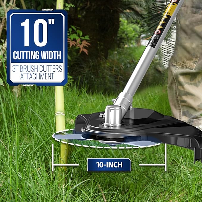 Wild Badger Power 40V Cordless Weed Wacker, String Trimmer/Edger, Hedge Trimmer and Brush Cutter Blade, Pole Saw, Attachment Capable 4-in-1 Multi-Tool Kit with 2 * 20V 4Ah Battery and 1 Charger, Blue