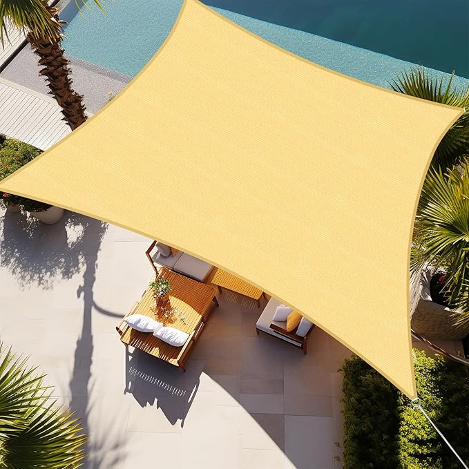 Shade&Beyond Sun Shade Sail Breathable UV Block Outdoor Covering Cloth for Backyard, Pool, 16'X26', Sand (Customized Available)
