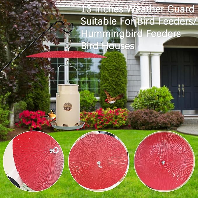 13" Bird Feeder Baffle, Metal Hummingbird Feeder Rain Guard, Metal Hanging Baffle Weather Guard Cover for Outside