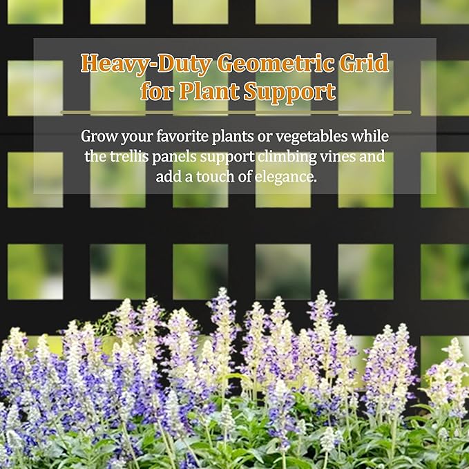 Metal Planter Box with Trellis, Heavy-Duty Raised Garden Bed for Climbing Plants, Drainage Hole, Outdoor Planter Box with Privacy Screen,24''L×12''W×63''H