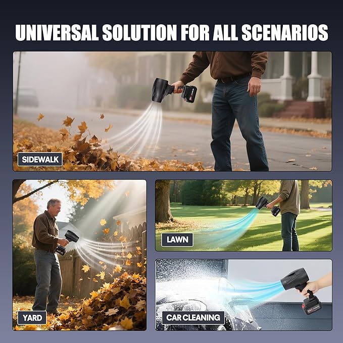 Cordless Leaf Blower, DAILYLIFE 130000RPM Electric Leaf Blower with 2 X 2.6Ah Batteries and Charge, Lightweight Leaf Blowers for Lawn Care, Patio Cleaning, Blowing Leaves and Dust