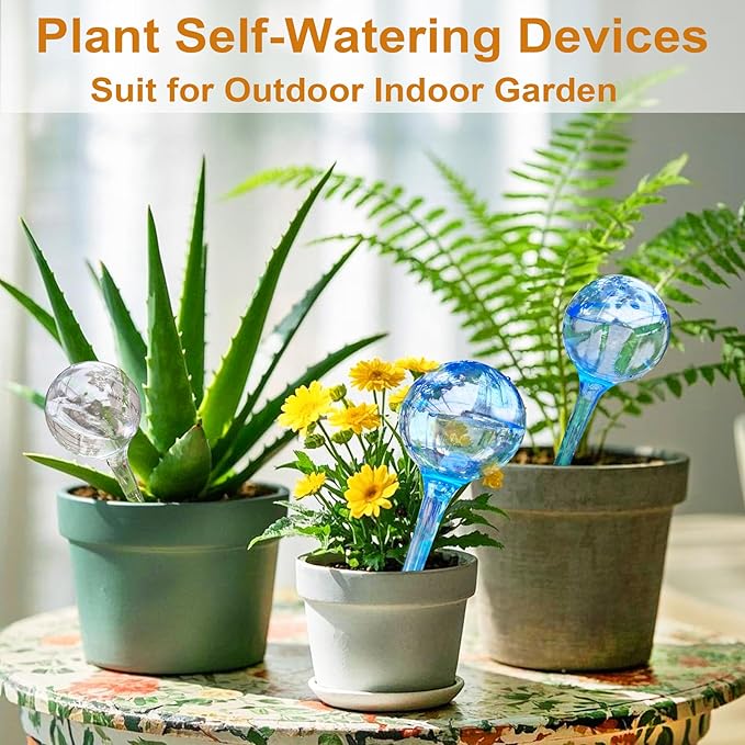 MOONSOUND Large 12pcs Self Watering Plant Stakes, Plastic Plant Watering Devices to Help Automate The Watering for Plants, Plant Waterer Self Watering Bulbs for Garden Home Plants