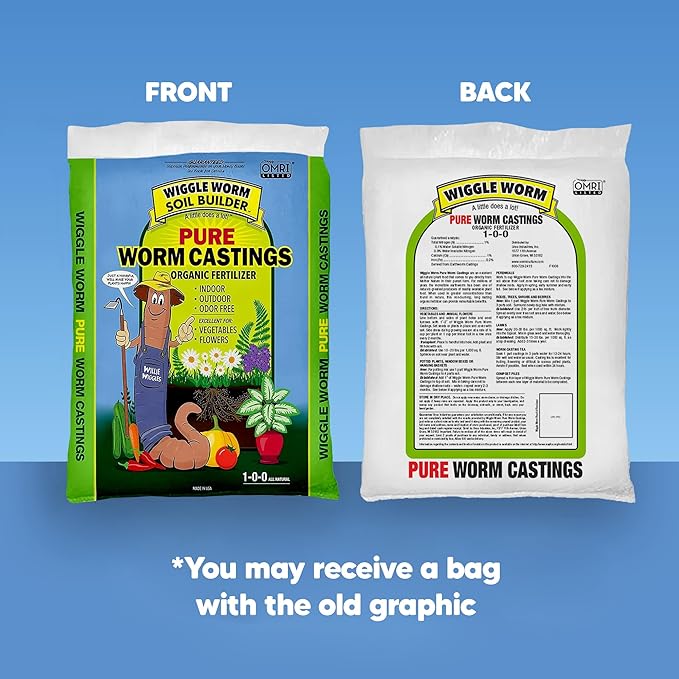 100% Pure Organic Worm Castings Fertilizer, 15-Pounds - Improves Soil Fertility and Aeration for Houseplants, Vegetables, Gardens, and More – OMRI-Listed and Mineral-Dense