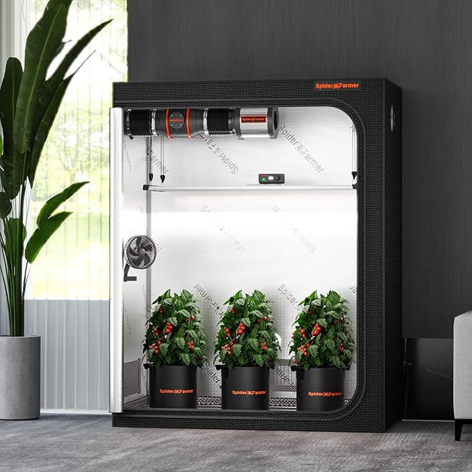 Spider Farmer 4.6x2.3x6.6 Grow Tent Pro-Grade, 55"x28"x80", with Observation Window and Floor Tray, 1680D Thicken Mylar Canvas, 4x2 for Indoor Hydroponic Growing for SF2000, SE4500, G4500